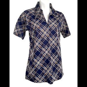 Vintage 1970s Plaid Wing Tip Collar Plaid Short Sleeve Men’s Shirt Small…